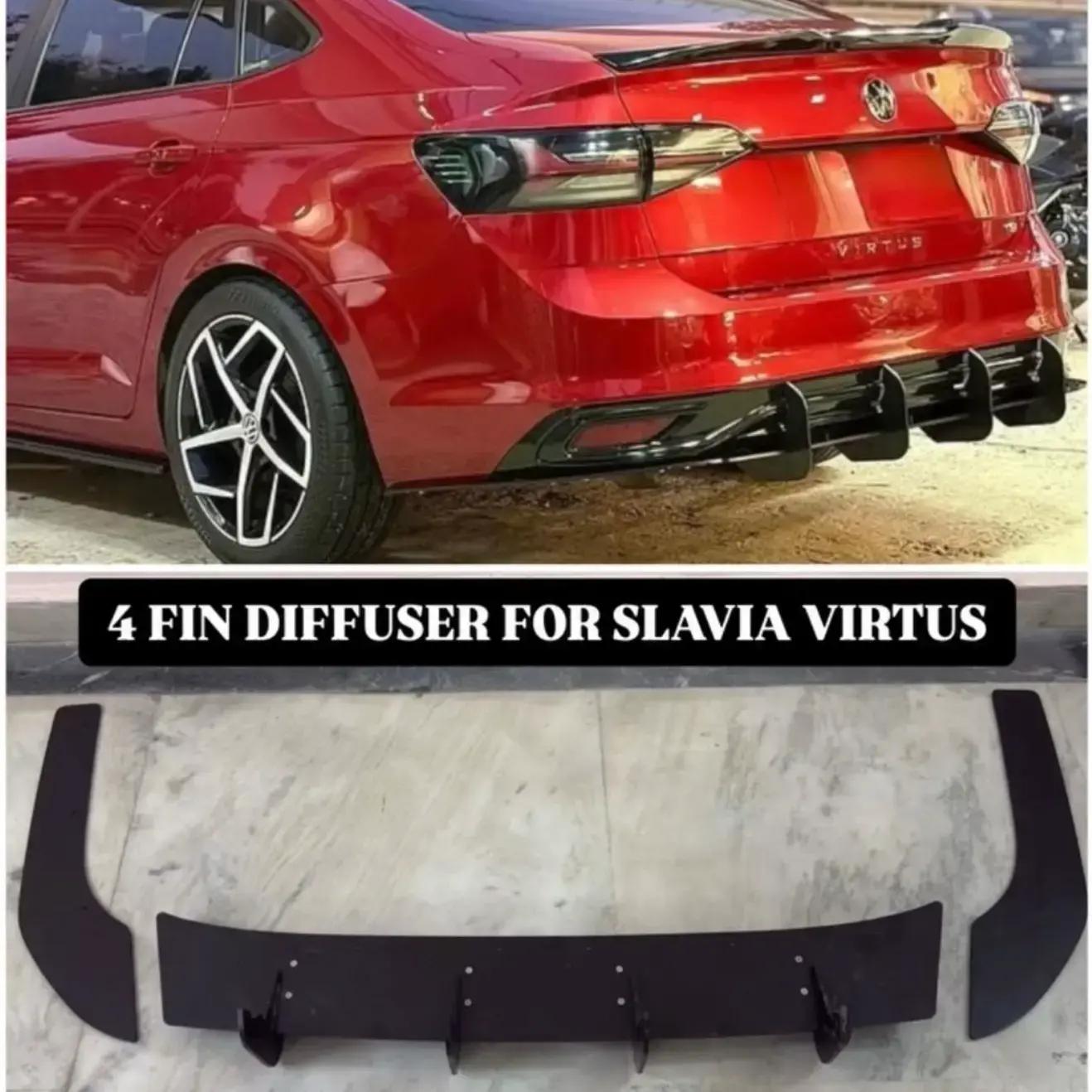 Virtus / slavia dedicated front splitter+ side skirts + 4 fin diffuser combo