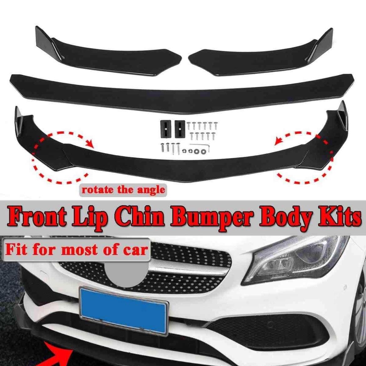 3 pieces front only gloss black splitter