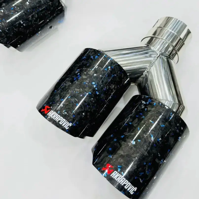 Akrapovic Exhaust Tip | Blue Forged Carbon Dual Tip