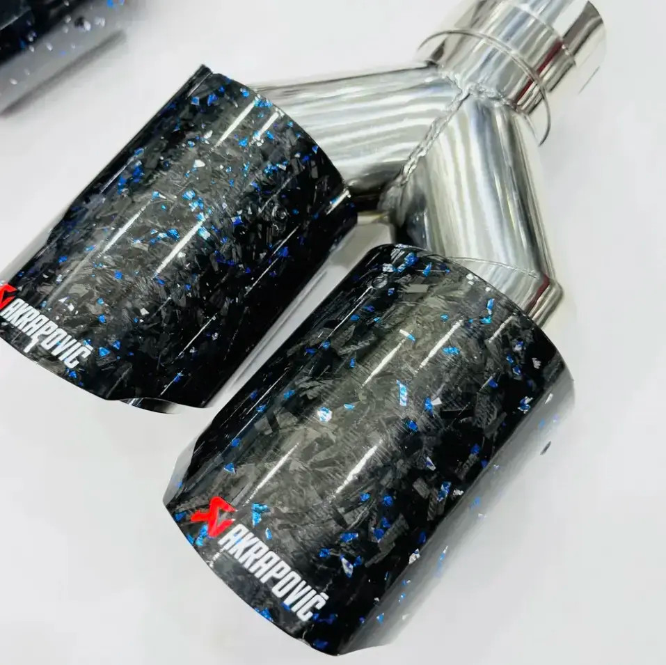 Akrapovic Exhaust Tip | Blue Forged Carbon Dual Tip