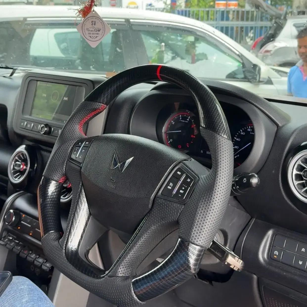 Mahindra thar copy carbon steering wheel