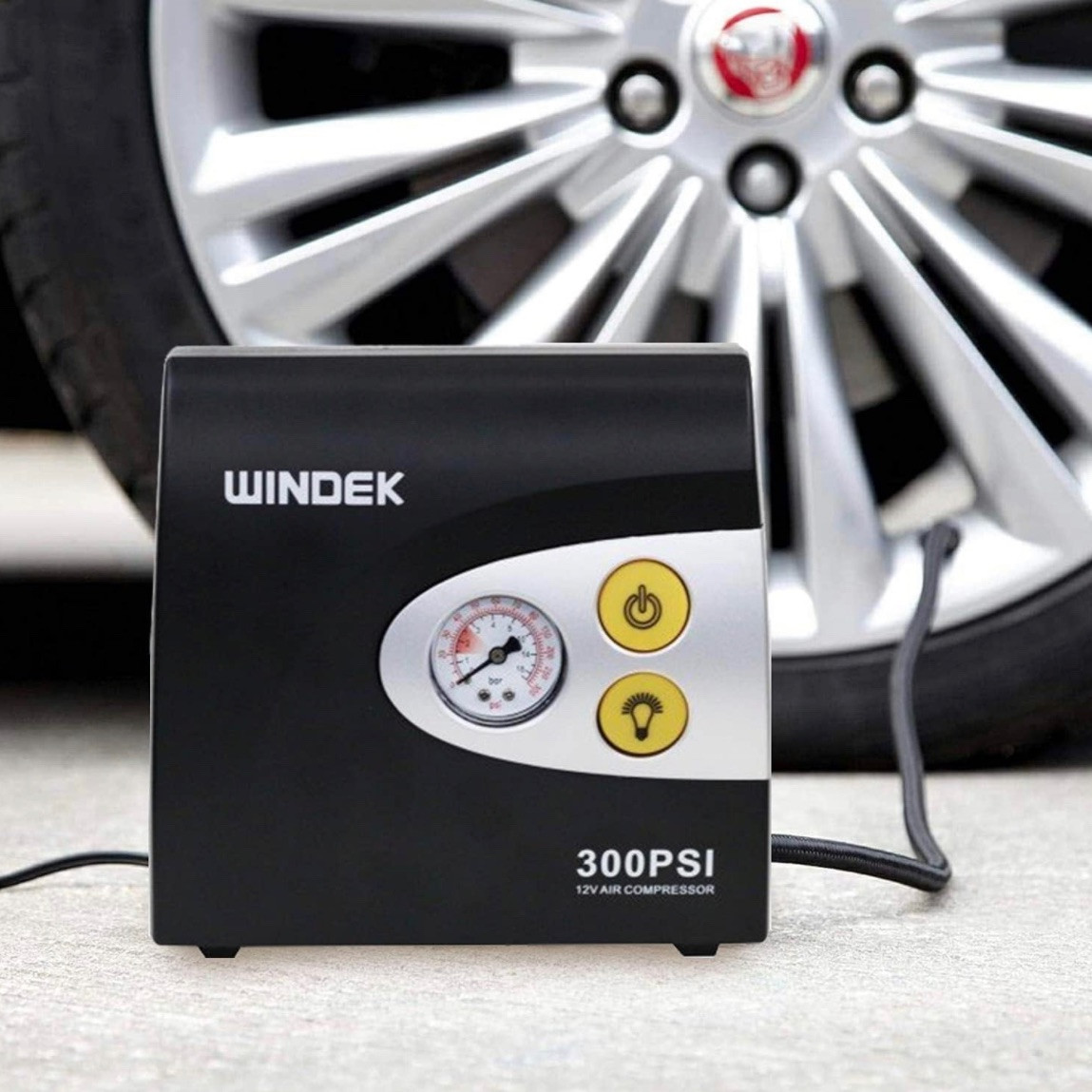 Windek 300 psi analog tyre inflator with bright led light with 1 year warranty